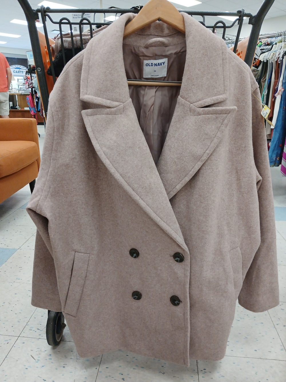 Old Navy Dusty Rose Double-Breasted Pea Coat